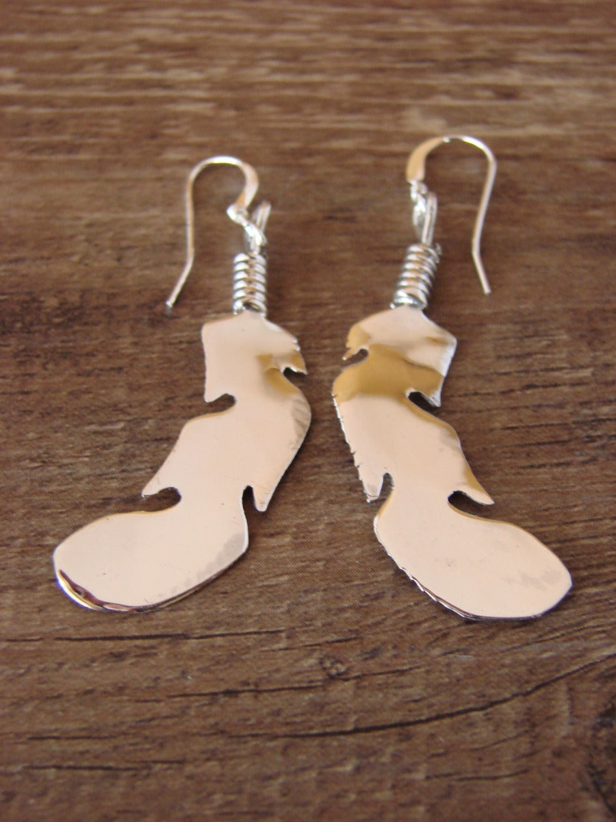 Navajo Sterling Silver Dangle Feather Earrings - Joe