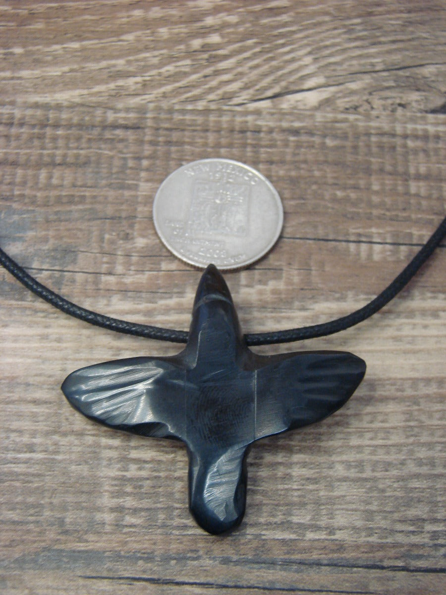Hand Carved Adjustable Jet Raven Fetish Necklace by Matt Mitchell