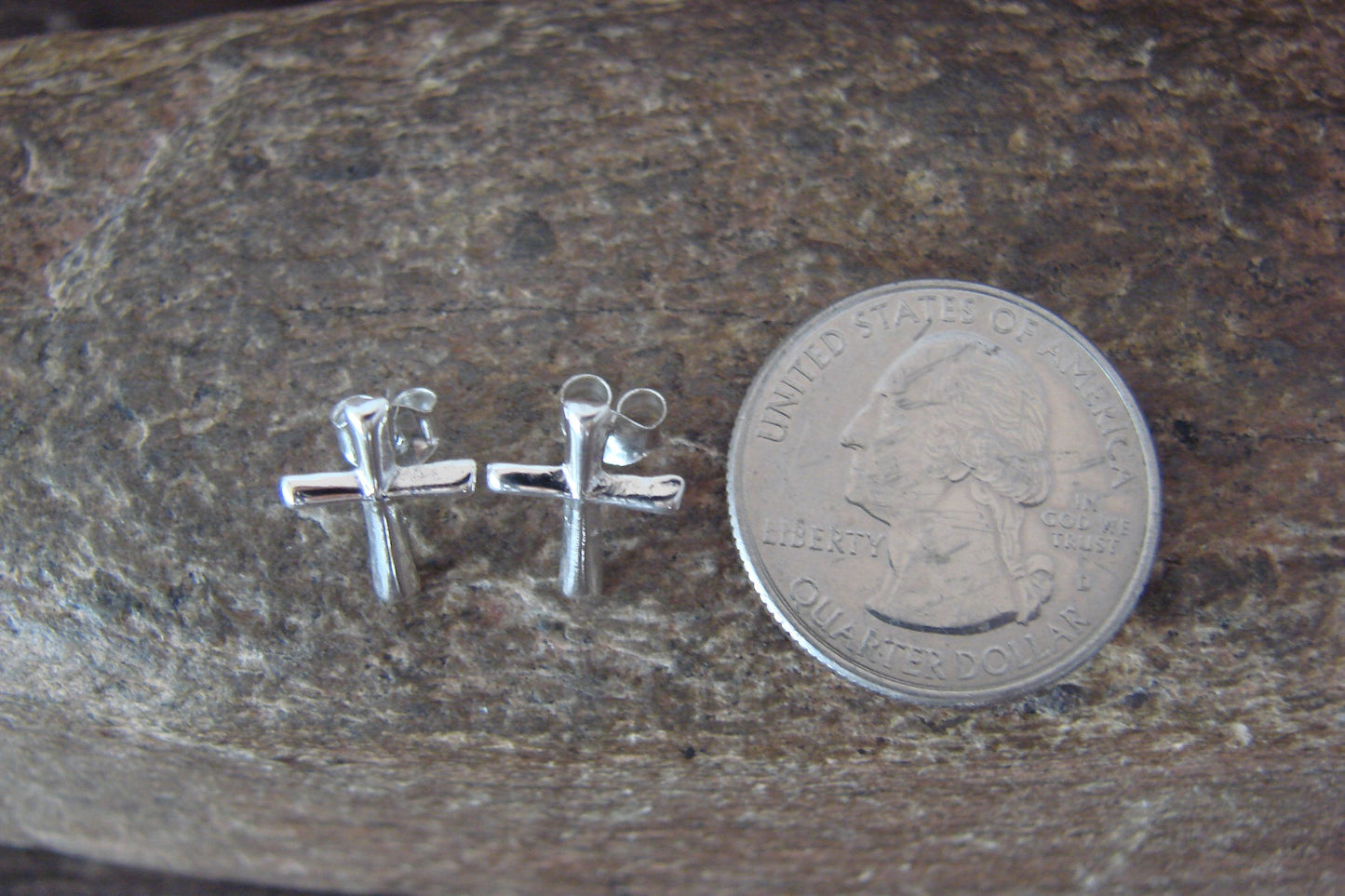 Native American Indian Sterling Silver Cross Stud Post Earrings - Bitsie