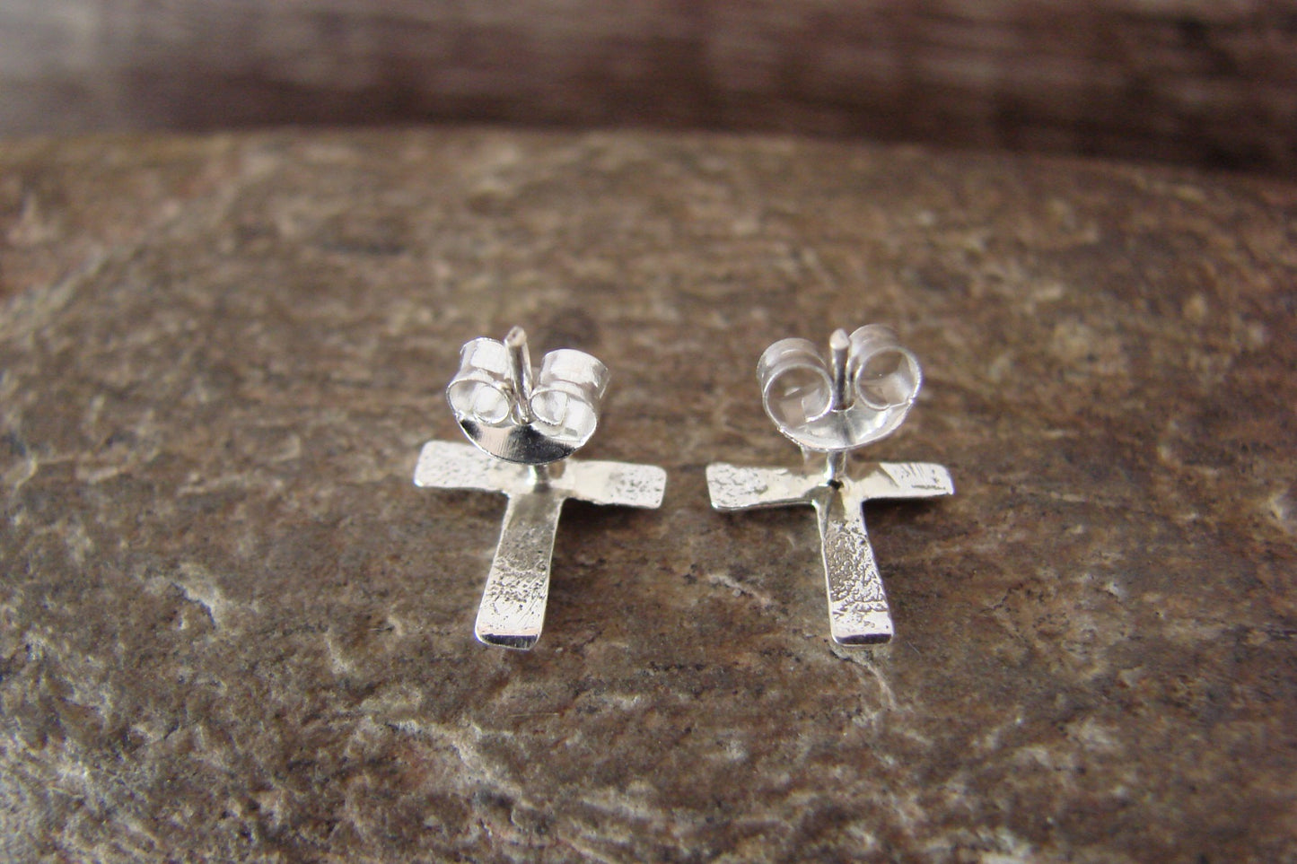 Native American Indian Sterling Silver Cross Stud Post Earrings - Bitsie