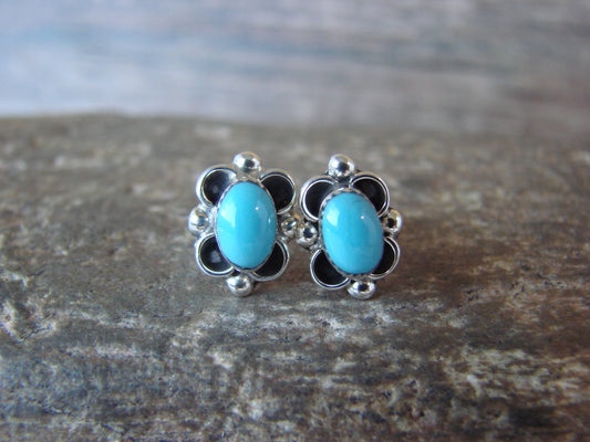 Native American Sterling Silver & Turquoise Stud Earrings by Kanesta