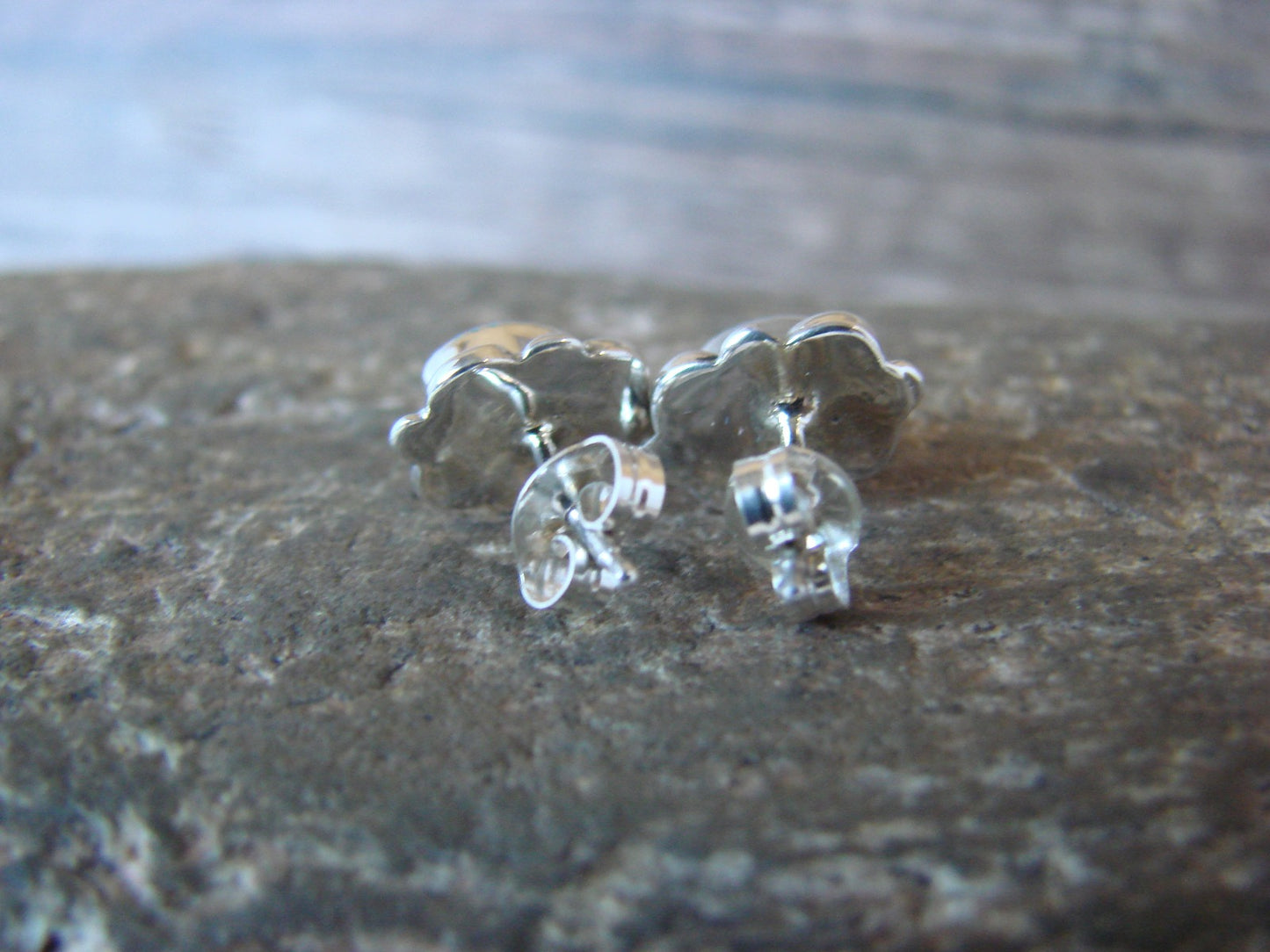 Native American Sterling Silver & Turquoise Stud Earrings by Kanesta