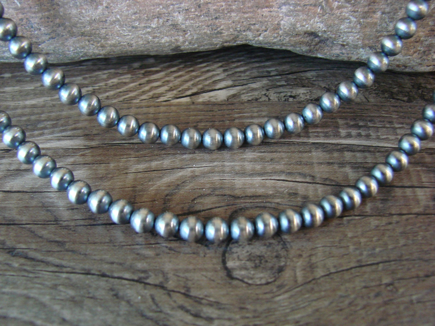 Native American Sterling Silver Round Navajo Pearl 35" Necklace by  I. John