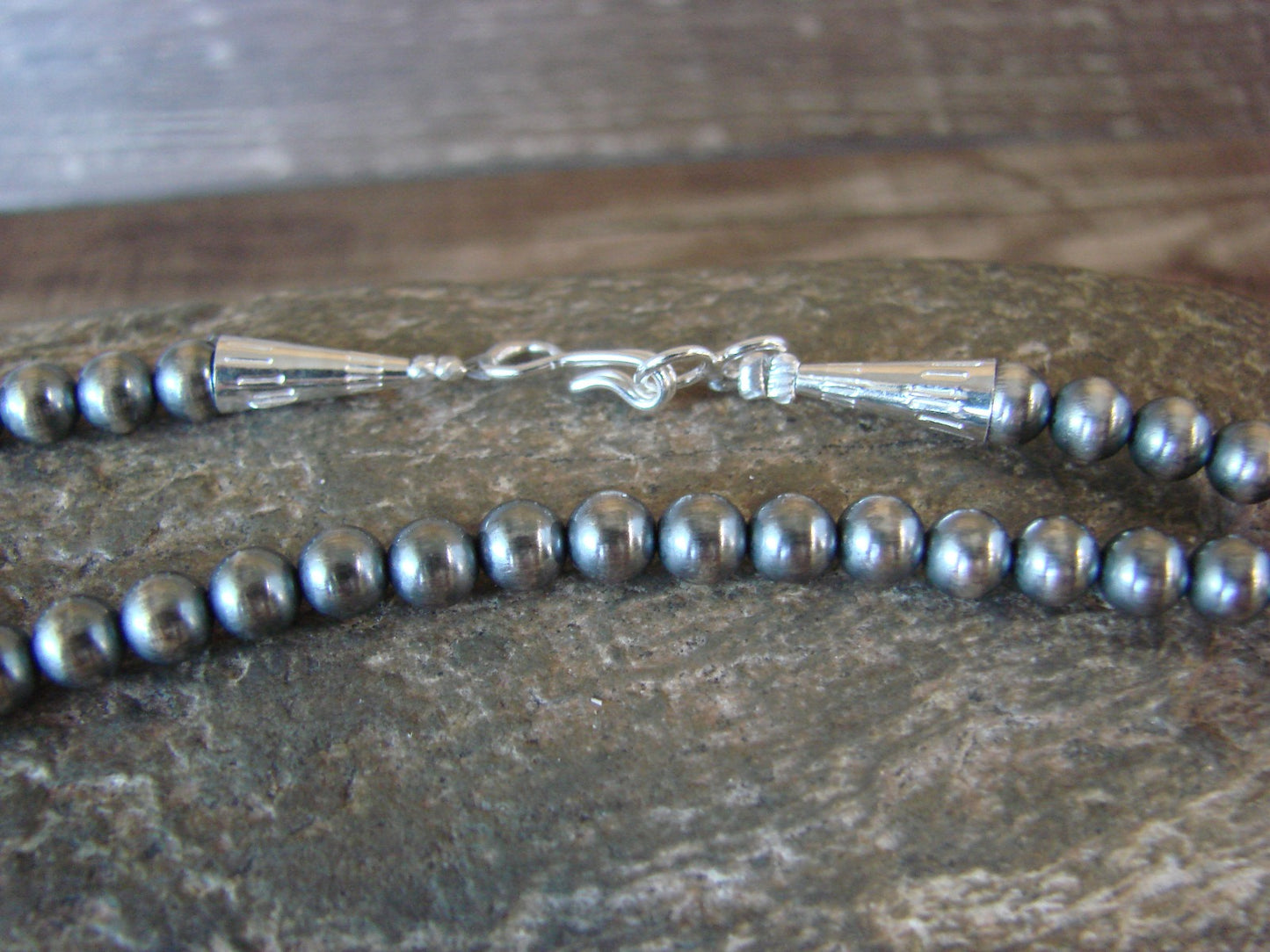 Native American Sterling Silver Round Navajo Pearl 35" Necklace by  I. John