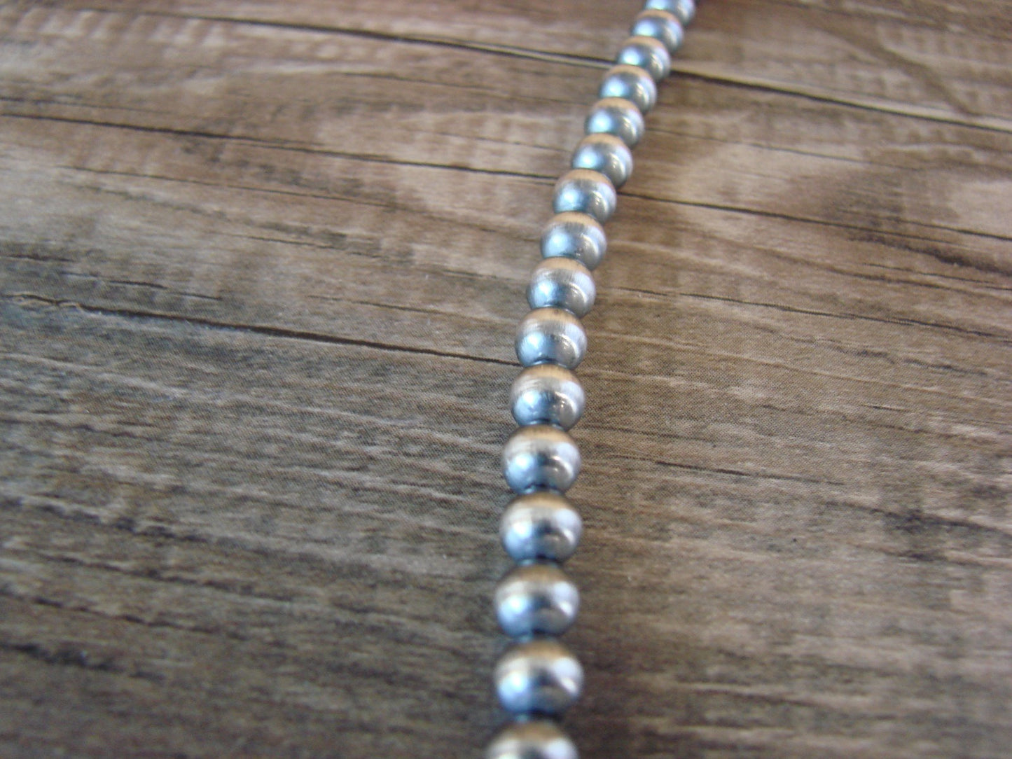 Native American Sterling Silver Round Navajo Pearl 35" Necklace by  I. John