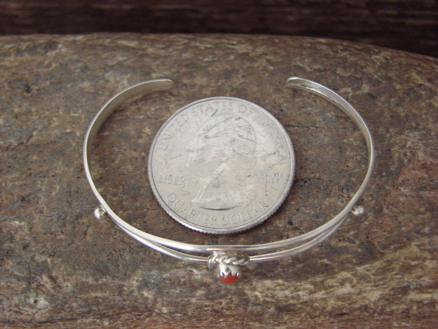 Native American Sterling Silver Coral Baby / Child Bracelet - Cadman