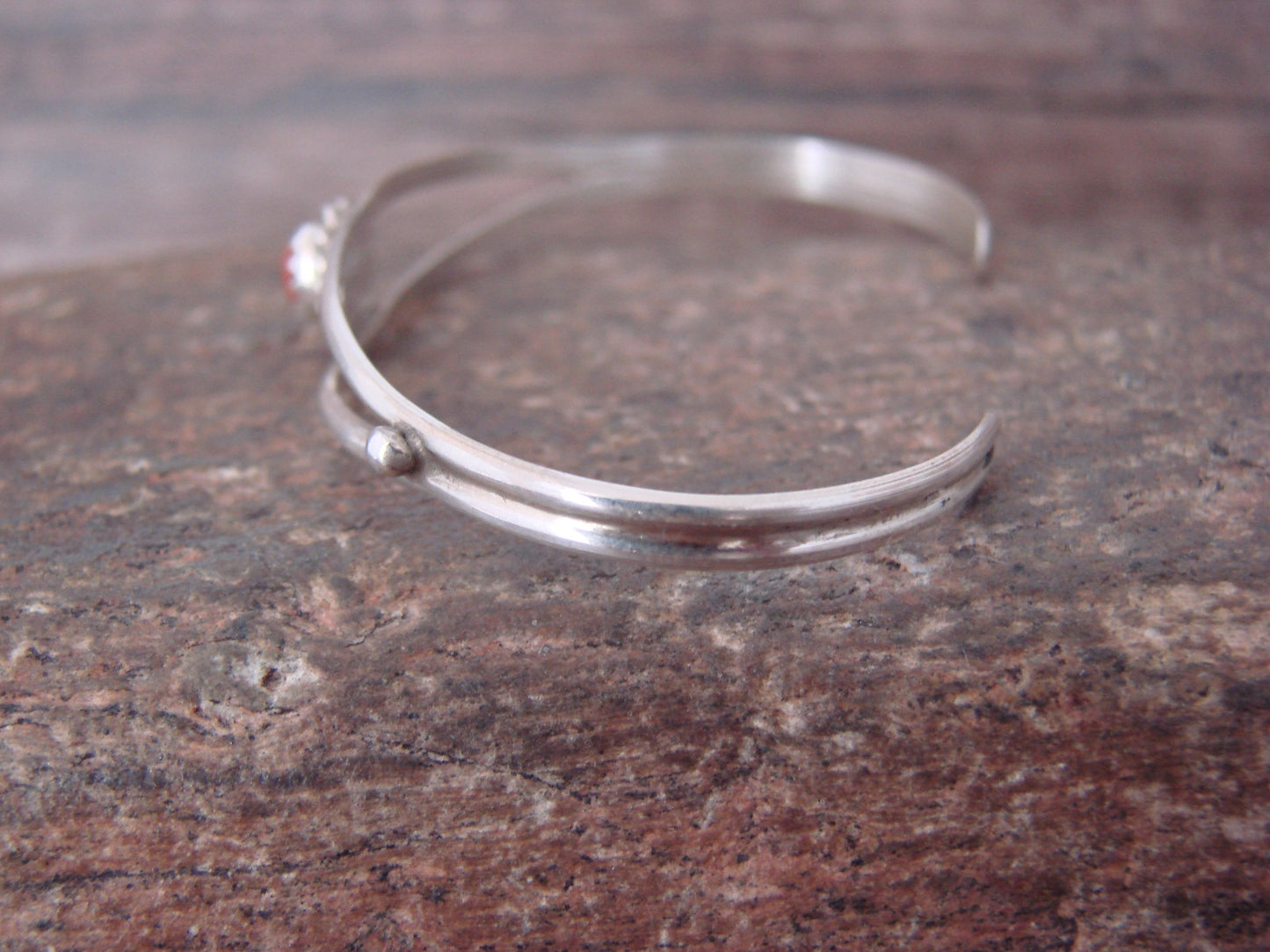 Native American Sterling Silver Coral Baby / Child Bracelet - Cadman