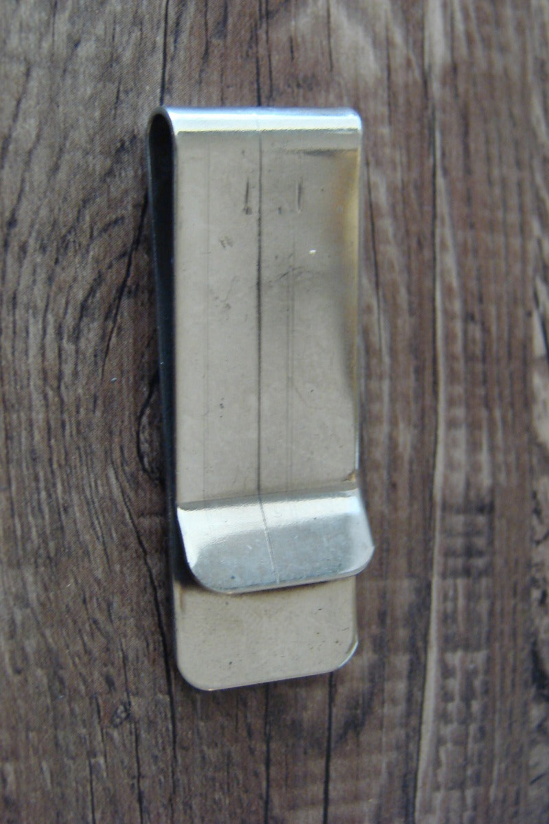 Native American Indian Sterling Silver & Coral Bear Paw Money Clip