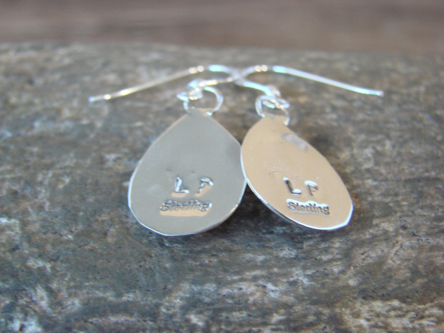 Navajo Indian Sterling Silver & Coral Bear Paw Dangle Earrings - Parker