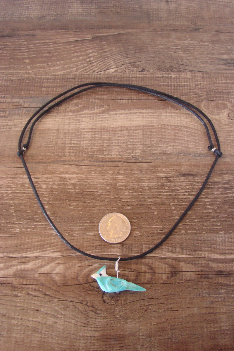 Hand Carved Turquoise Cardinal Fetish Necklace by Matt Mitchell