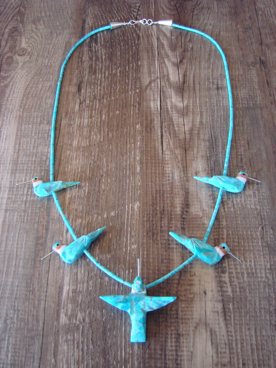 Hand Carved Turquoise Hummingbird Fetish Necklace Matt Mitchell