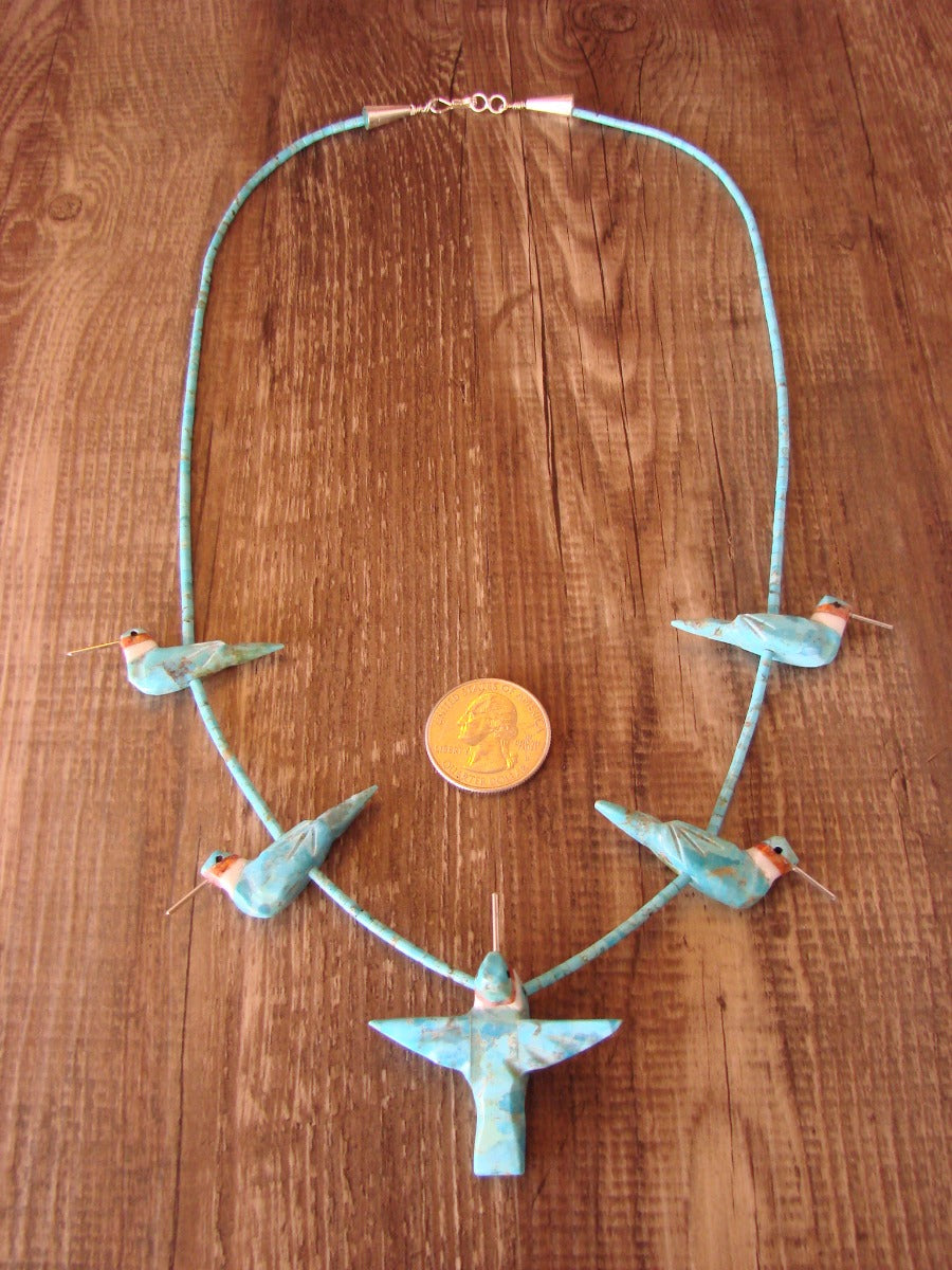 Hand Carved Turquoise Hummingbird Fetish Necklace Matt Mitchell