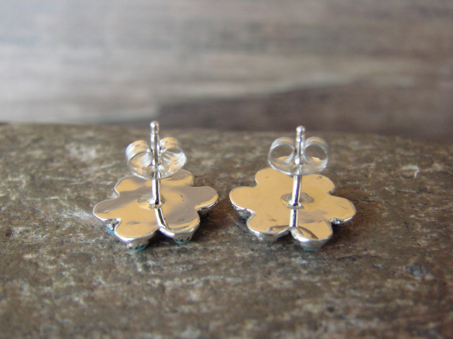 Native American Sterling Silver Turquoise Cluster Post Earrings - Lastiyano