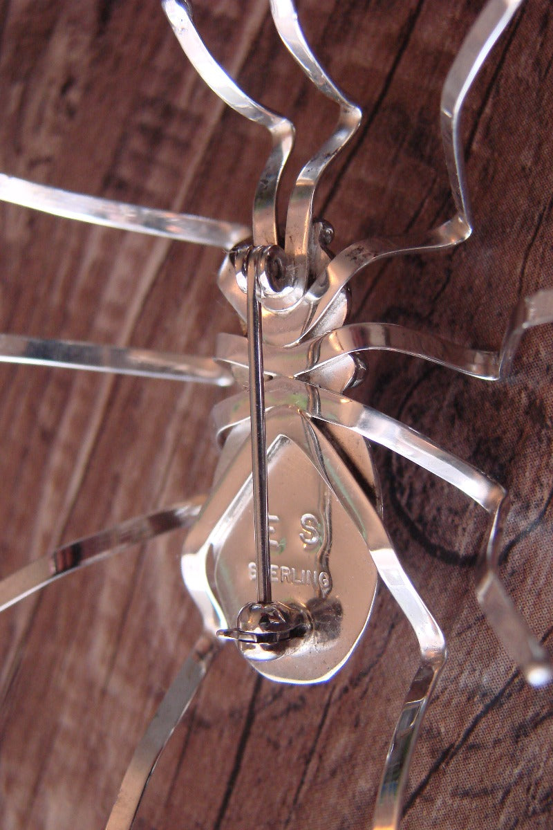 Navajo Indian Sterling Silver Spider Pin by Garfield