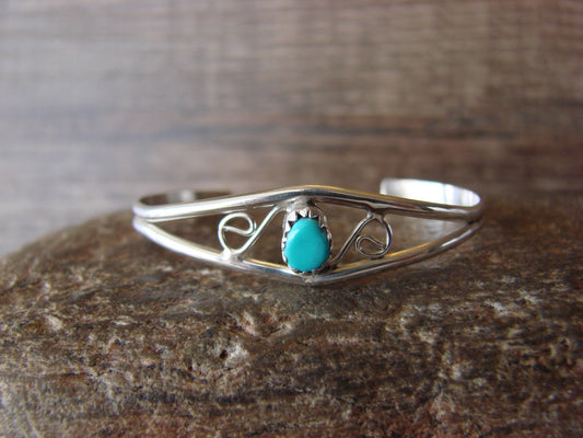 SMALL Navajo Baby / Child Sterling Silver Turquoise Bracelet by Lincoln
