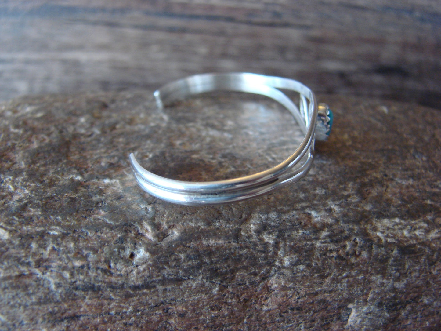 SMALL Navajo Baby / Child Sterling Silver Turquoise Bracelet by Lincoln