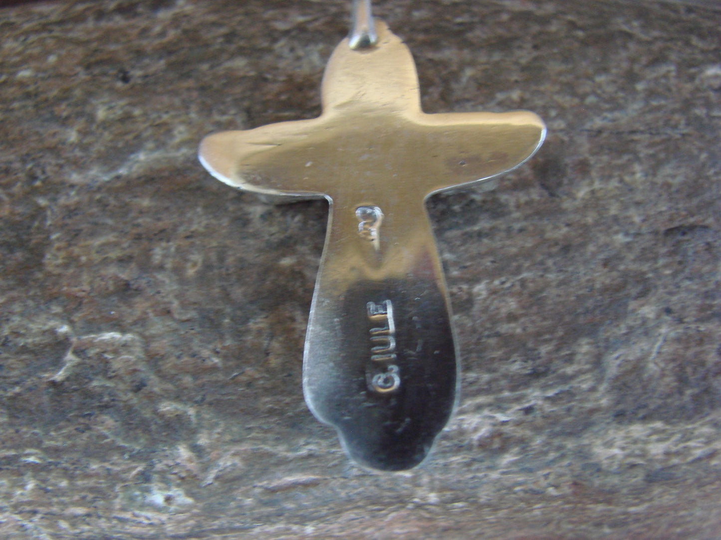 Zuni Indian Sterling Silver Turquoise Cross Pendant by C. Iule