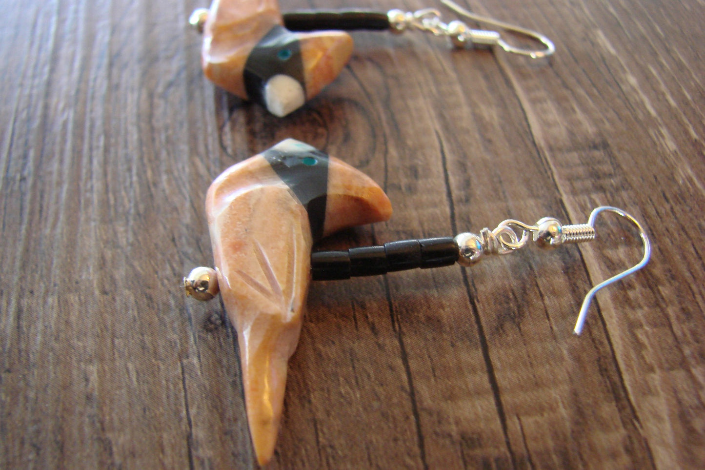 Hand Carved Apple Coral Cardinal Fetish Earrings by Matt Mitchell!