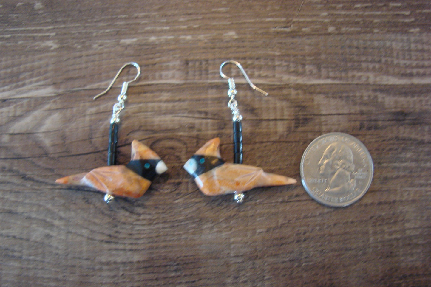 Hand Carved Apple Coral Cardinal Fetish Earrings by Matt Mitchell!