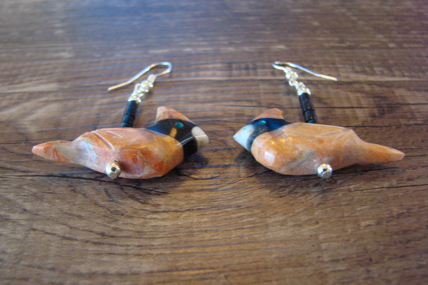 Hand Carved Apple Coral Cardinal Fetish Earrings by Matt Mitchell!