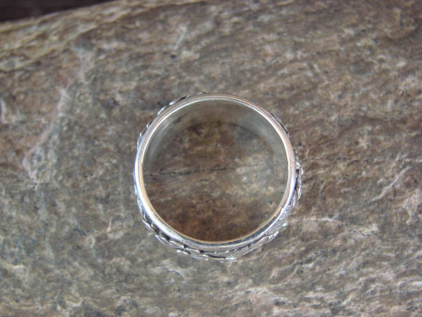 Native American Sterling Silver Floral Ring by Dinetso - Size 8.5