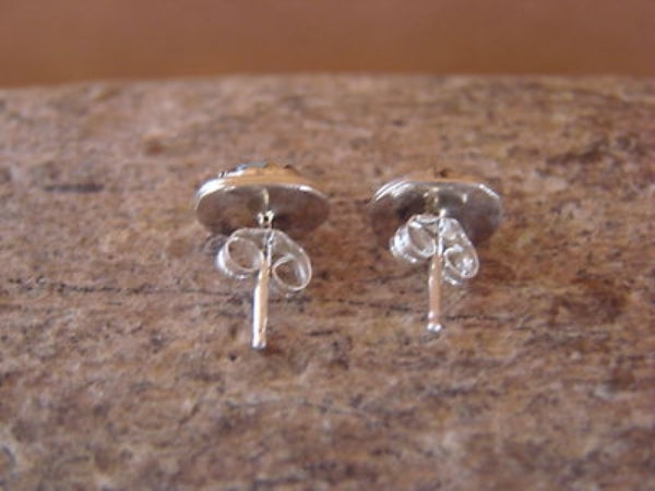 Native American Sterling Silver Handmade Turquoise Stud Post Earrings - Spencer