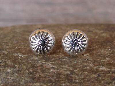 Native American Indian Sterling Silver Concho Post Stud Earrings by Gloria Harvey