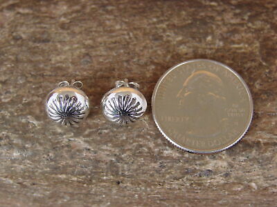 Native American Indian Sterling Silver Concho Post Stud Earrings by Gloria Harvey