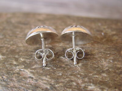 Native American Indian Sterling Silver Concho Post Stud Earrings by Gloria Harvey