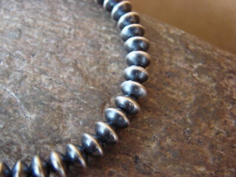 Native American Sterling Silver Navajo Pearl Saucer Bead Memory Bracelet by Jake