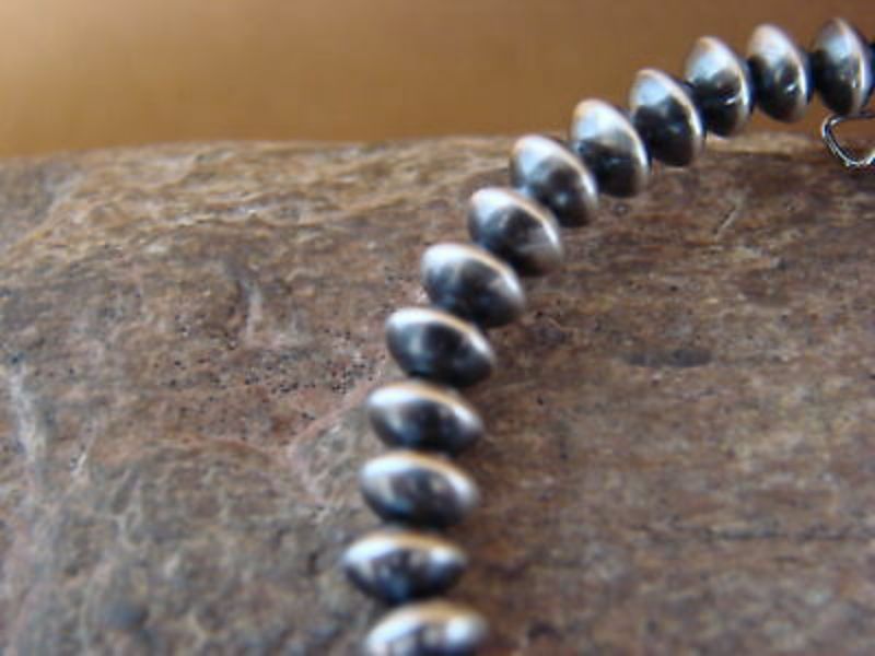 Native American Sterling Silver Navajo Pearl Saucer Bead Memory Bracelet by Jake