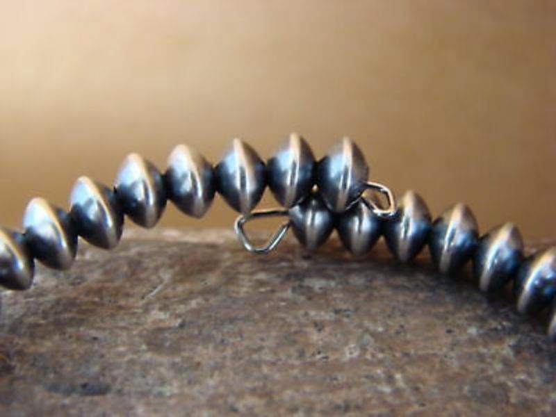Native American Sterling Silver Navajo Pearl Saucer Bead Memory Bracelet by Jake