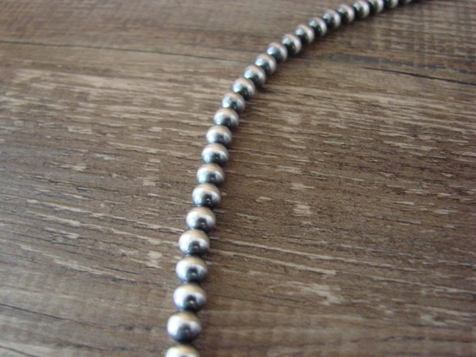 Native American Sterling Silver 30" Navajo Pearl Necklace by I. John