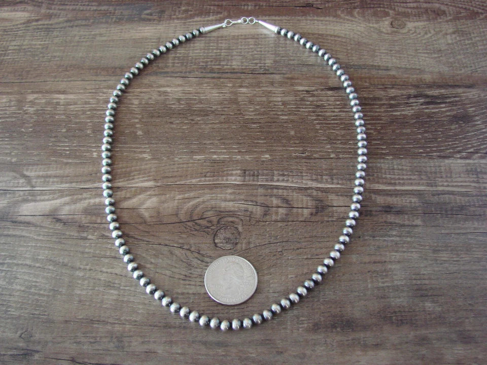 Native American Sterling Silver 30" Navajo Pearl Necklace by I. John