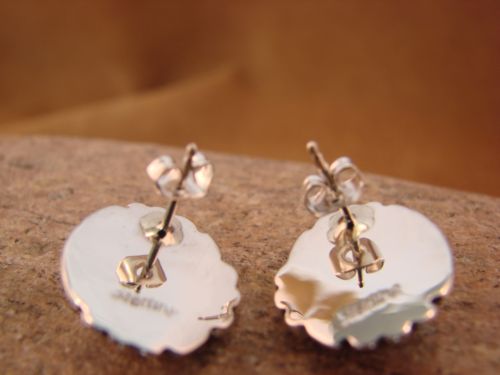 Native American Sterling Silver Tiger Eye Post Earrings by Delores Cadman