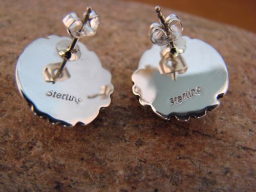 Native American Sterling Silver Tiger Eye Post Earrings by Delores Cadman