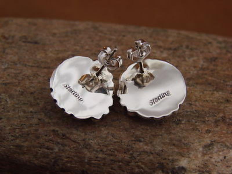 Navajo Sterling Silver Onyx Post Earrings by Delores Cadman