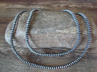 Navajo Pearl Sterling Silver Saucer Bead Hand Strung 35" Necklace - Doreen Jake