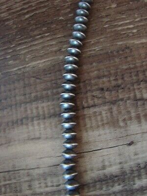 Navajo Pearl Sterling Silver Saucer Bead Hand Strung 35" Necklace - Doreen Jake