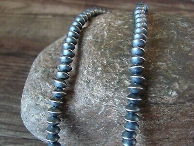 Navajo Pearl Sterling Silver Saucer Bead Hand Strung 35" Necklace - Doreen Jake