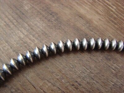 Navajo Pearl Sterling Silver Saucer Bead Hand Strung 20" Necklace - Doreen Jake