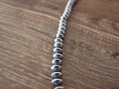 Navajo Pearl Sterling Silver Saucer Bead Hand Strung 20" Necklace - Doreen Jake