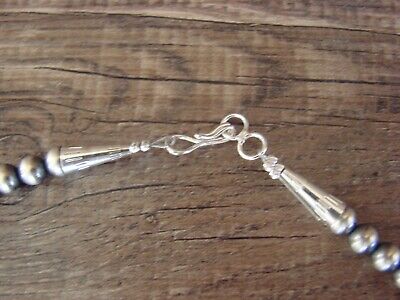 Navajo Pearl Sterling Silver Round Bead Hand Strung 26" Necklace - Jake