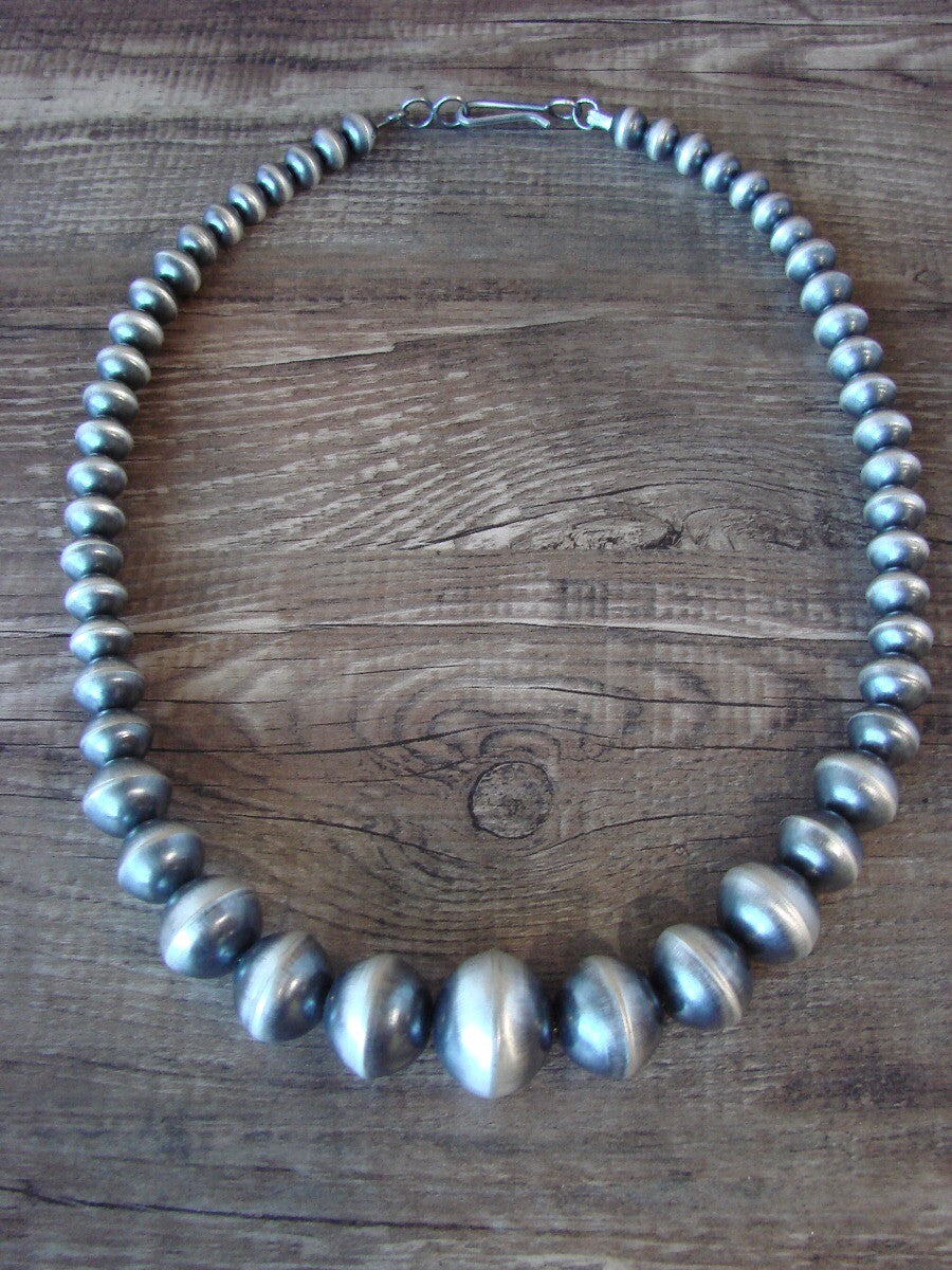 Graduated Sterling Silver Navajo Pearl 20" Necklace by Preston Haley