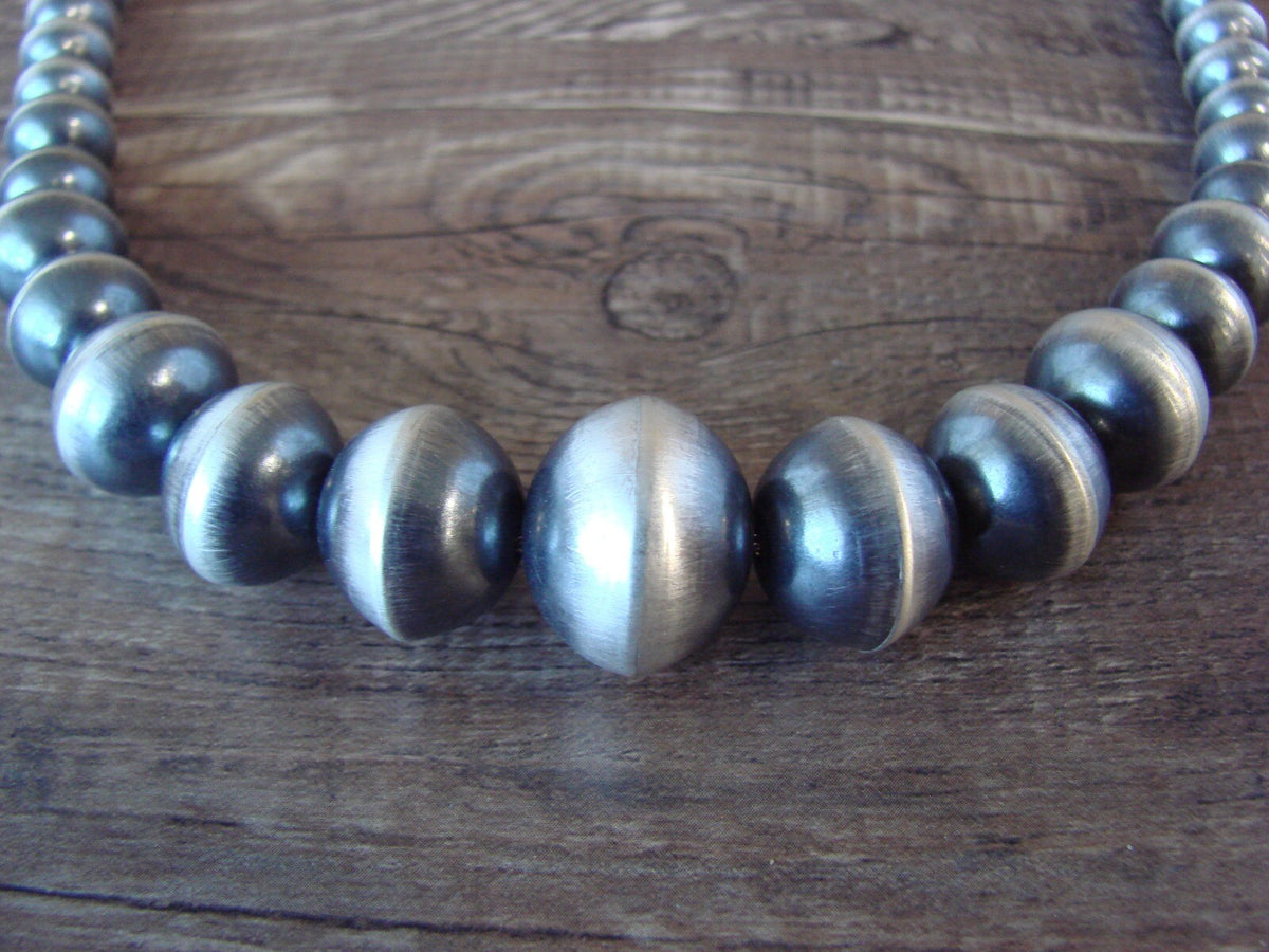 Graduated Sterling Silver Navajo Pearl 20" Necklace by Preston Haley