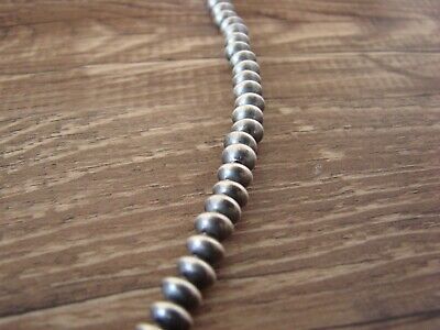 Navajo Pearl Sterling Silver Saucer Bead Hand Strung 20" Necklace - Doreen Jake