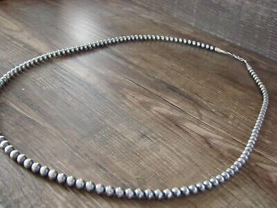 Navajo Pearl Sterling Silver Round Bead Hand Strung 26" Necklace - Jake