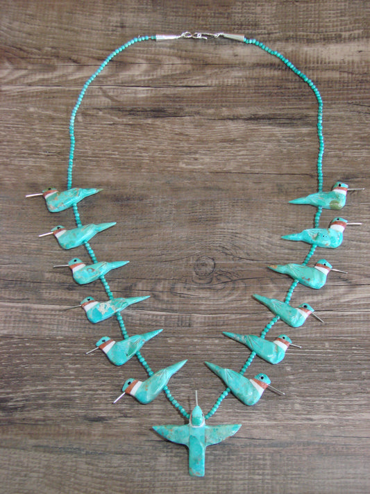 Hand Carved Turquoise Hummingbird Fetish Necklace Matt Mitchell