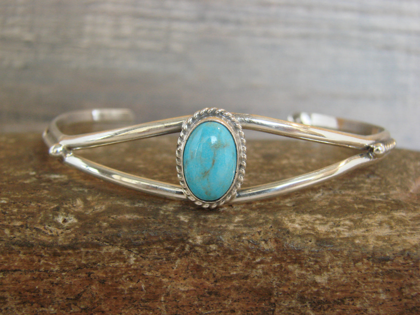 Native American Sterling Silver & Turquoise Bracelet by Henio