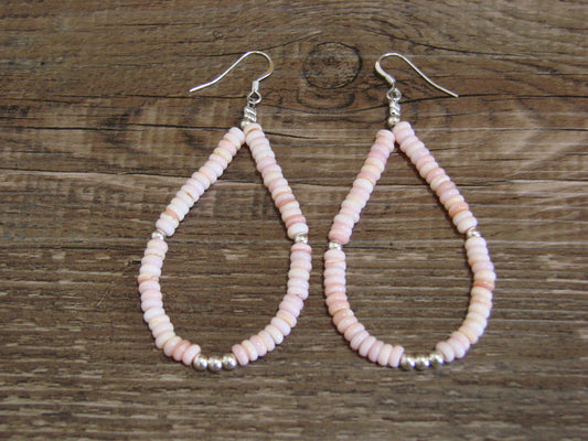 Native American Navajo Pink Conch Dangle Earrings by Louise Joe
